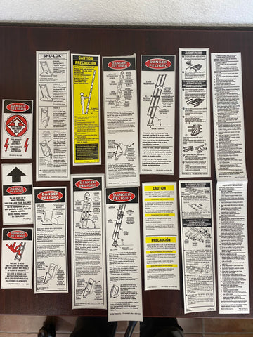 Aluminum Extension Ladder Sticker Kit and Safety Labels